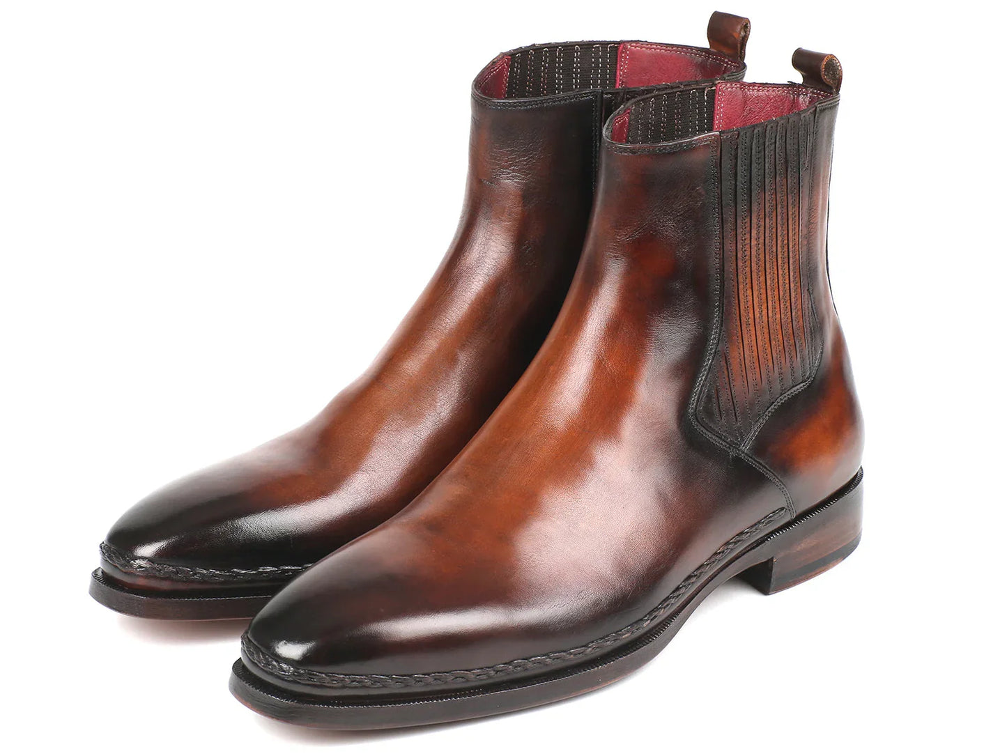 Paul Parkman Chelsea Boots Brown Burnished Leather (ID#BT57-BRW) - Which Mark