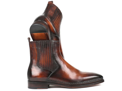 Paul Parkman Chelsea Boots Brown Burnished Leather (ID#BT57-BRW) - Which Mark