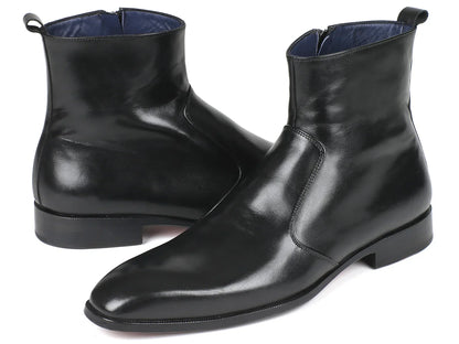 Paul Parkman Black Leather Side Zipper Boots (ID#BT485-BLK) - Which Mark