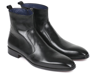 Paul Parkman Black Leather Side Zipper Boots (ID#BT485-BLK) - Which Mark