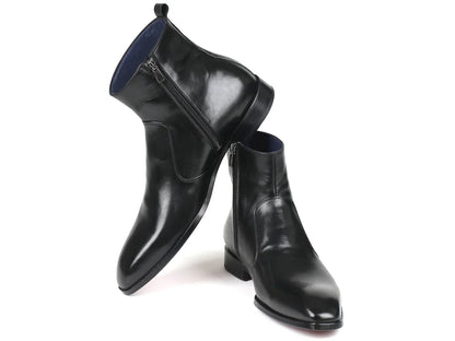Paul Parkman Black Leather Side Zipper Boots (ID#BT485-BLK) - Which Mark