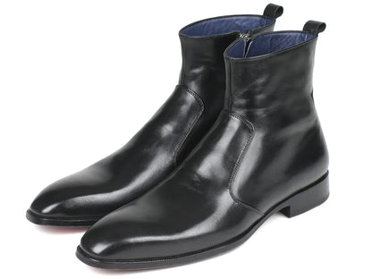 Paul Parkman Black Leather Side Zipper Boots (ID#BT485-BLK) - Which Mark