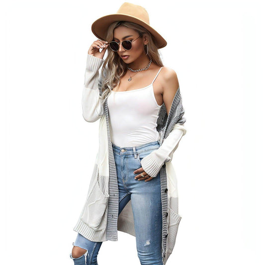 Color Matching Cardigan Sweater Coat Women - Which Mark