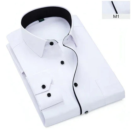 Long Sleeve Men's Business Pure Color Shirt - Which Mark