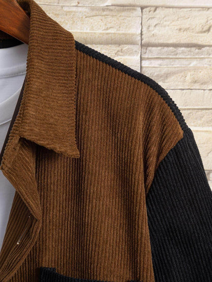 Men's Leisure Corduroy Long Sleeve Pocket DressShirt - Which Mark