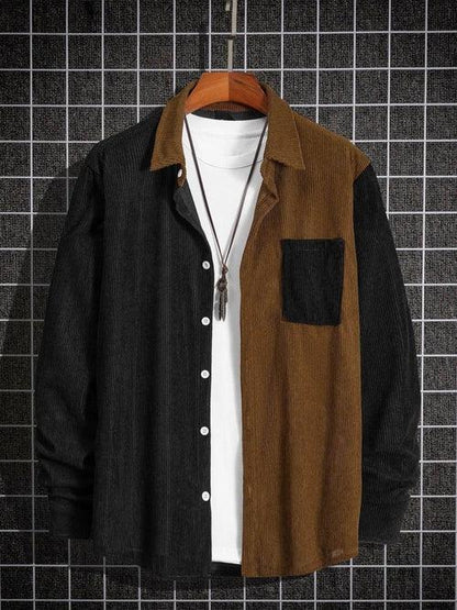 Men's Leisure Corduroy Long Sleeve Pocket DressShirt - Which Mark