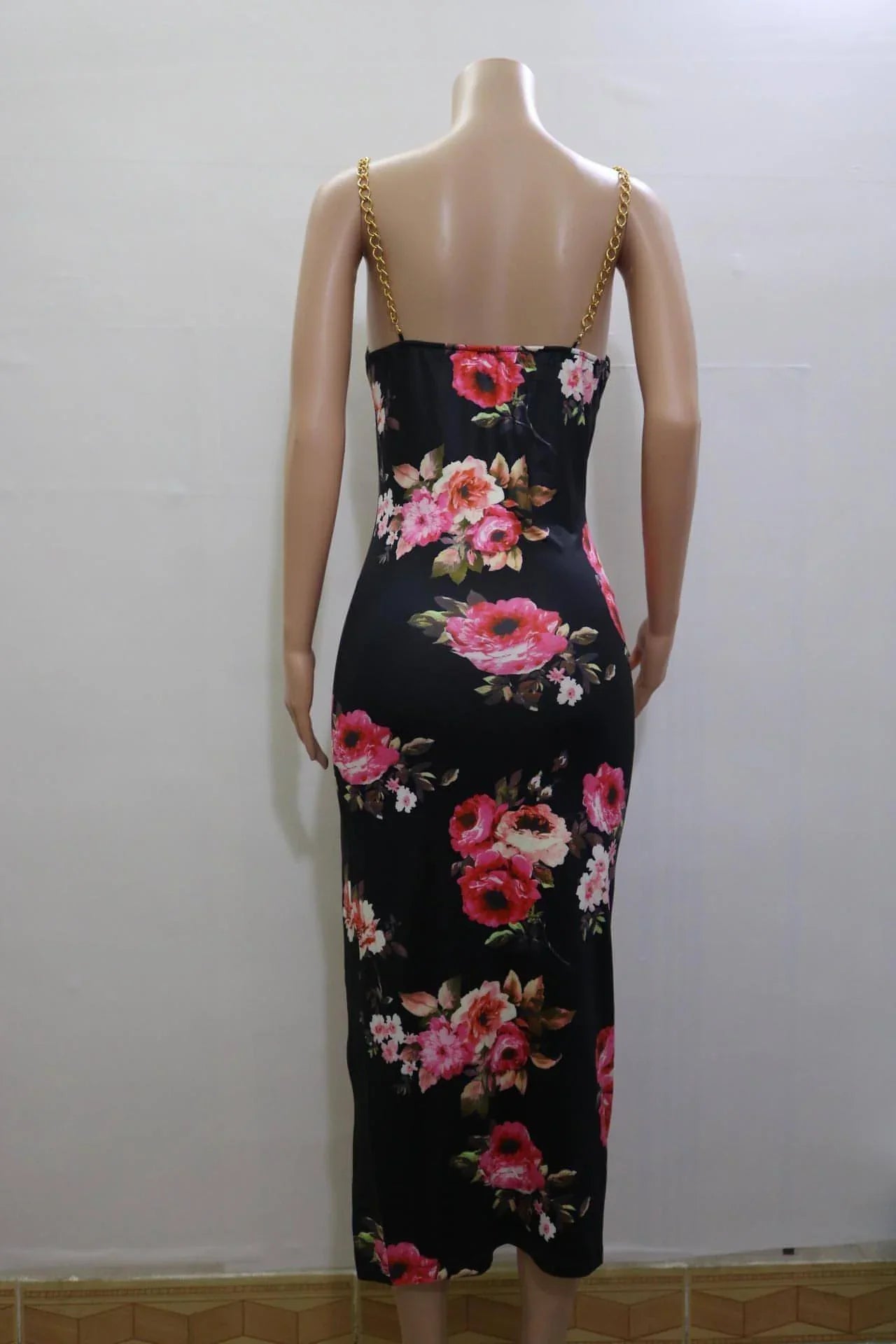 Women's Clothing Split Spaghetti-strap Floral Print Dress - Which Mark
