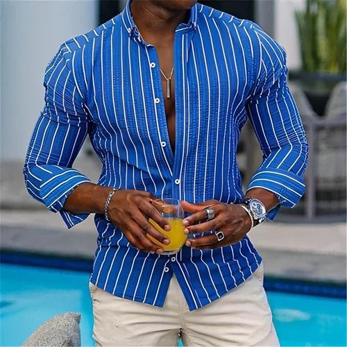 Men's Long Sleeve Lapel Plaid DressShirt - Which Mark