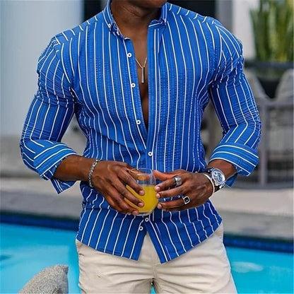 Men's Long Sleeve Lapel Plaid DressShirt - Which Mark