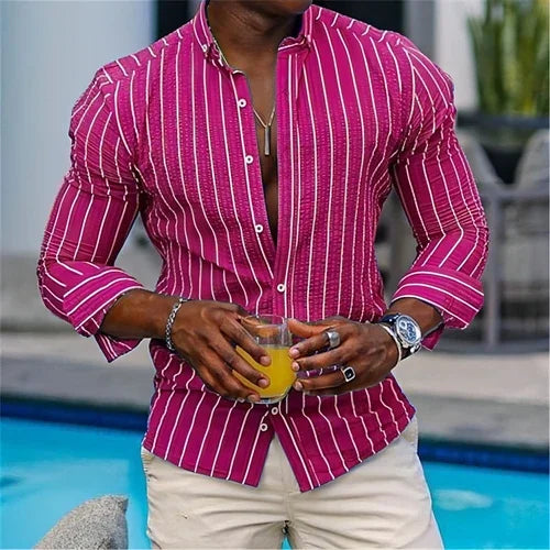 Men's Long Sleeve Lapel Plaid DressShirt - Which Mark