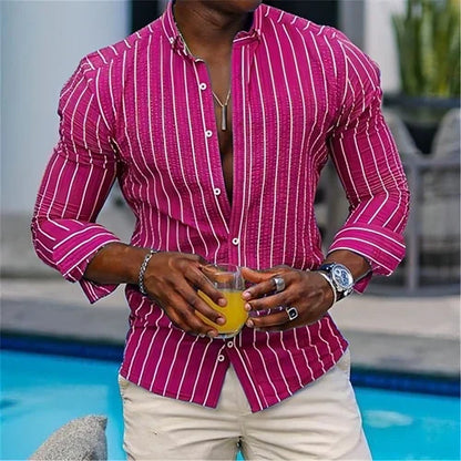 Men's Long Sleeve Lapel Plaid DressShirt - Which Mark