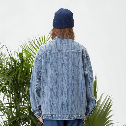 Jacquard Stone Washed Denim Jacket For Men And Women - Which Mark