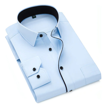 Long Sleeve Men's Business Pure Color Shirt - Which Mark