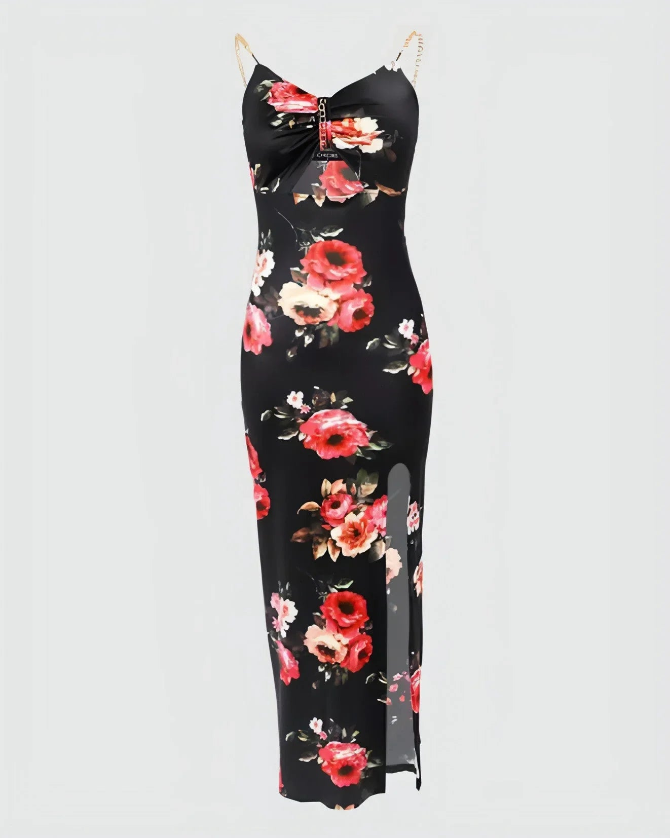 Women's Clothing Split Spaghetti-strap Floral Print Dress - Which Mark