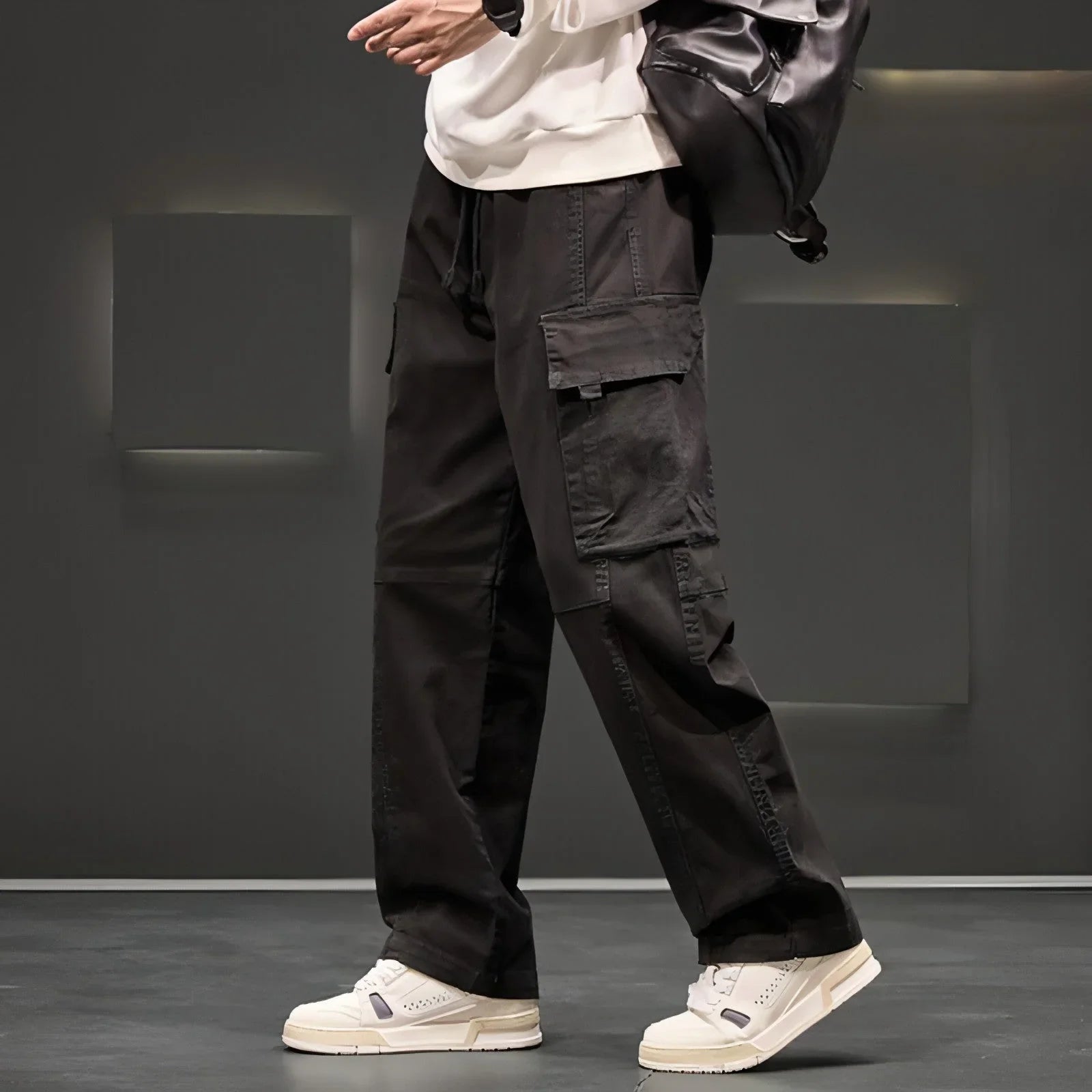Autumn And Winter New Straight Loose Oversized Cargo Pants Jeans Men - Which Mark