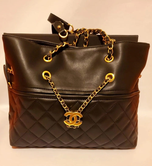 Tote Chain Gold Metal Shoulder Bag - Which Mark