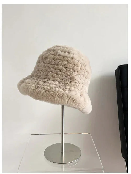 Rex rabbit fur hand-knitted bucket hat - Which Mark