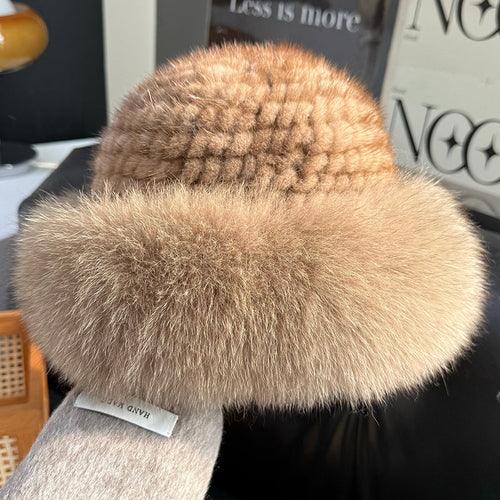 Mink fur hat women autumn winter fox fur bucket hat - Which Mark