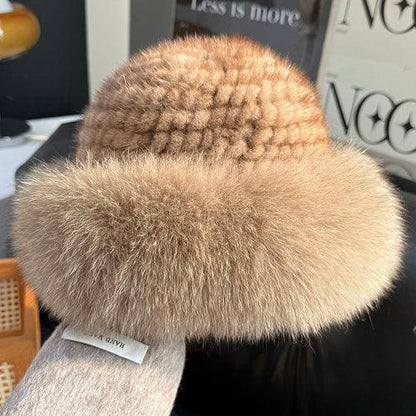 Mink fur hat women autumn winter fox fur bucket hat - Which Mark
