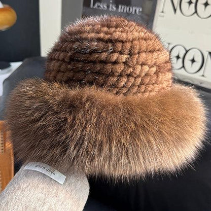 Mink fur hat women autumn winter fox fur bucket hat - Which Mark
