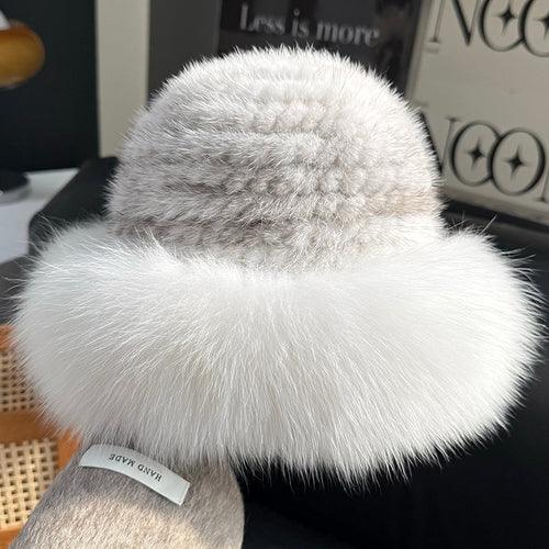 Mink fur hat women autumn winter fox fur bucket hat - Which Mark