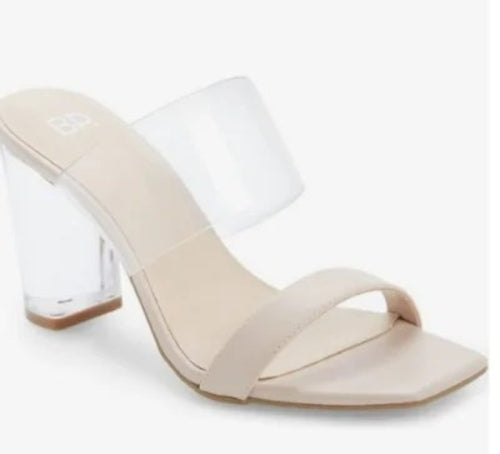 BP Naomi Clear Block Heel Sandal - Which Mark