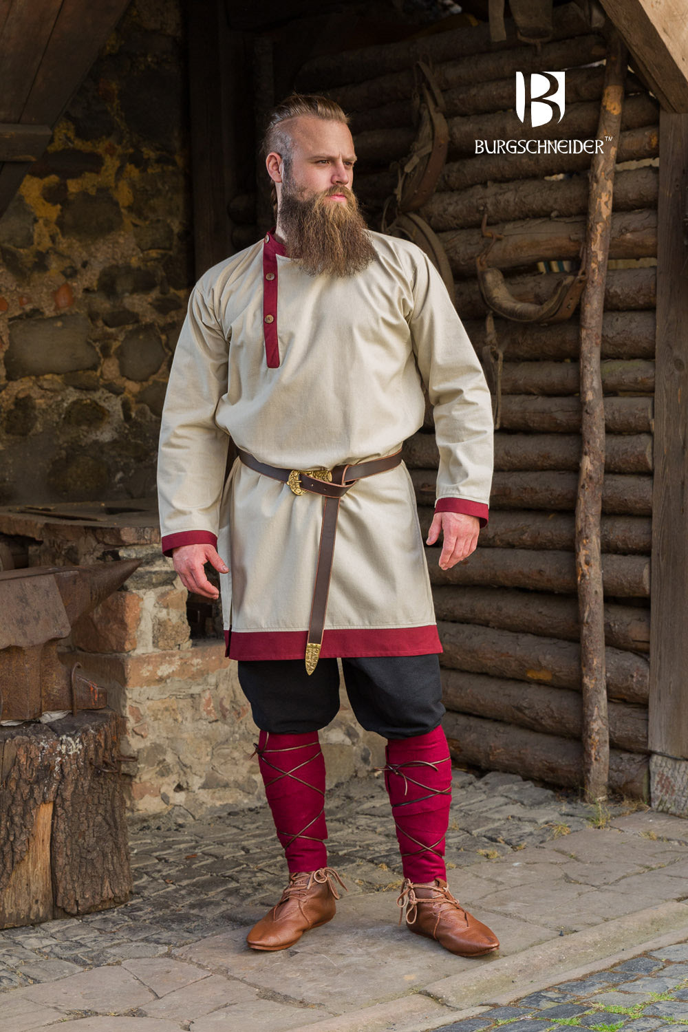 Rus Tunic Tobiasz Natural/Bordeaux - Which Mark