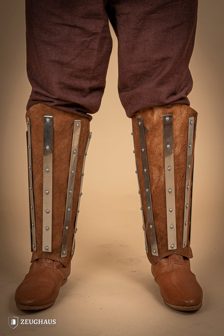 Splinted Suede Leather Greaves Brown - Which Mark