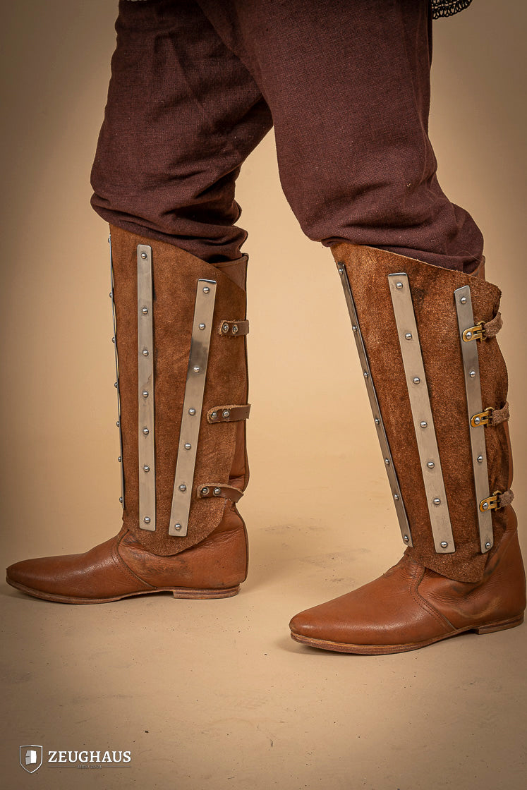 Splinted Suede Leather Greaves Brown - Which Mark