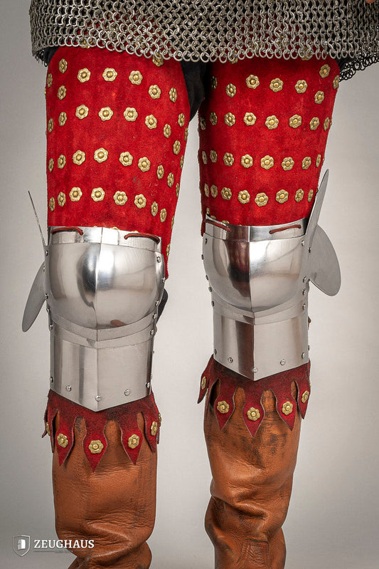 Splinted Leg Armour Suede Leather Red - Which Mark