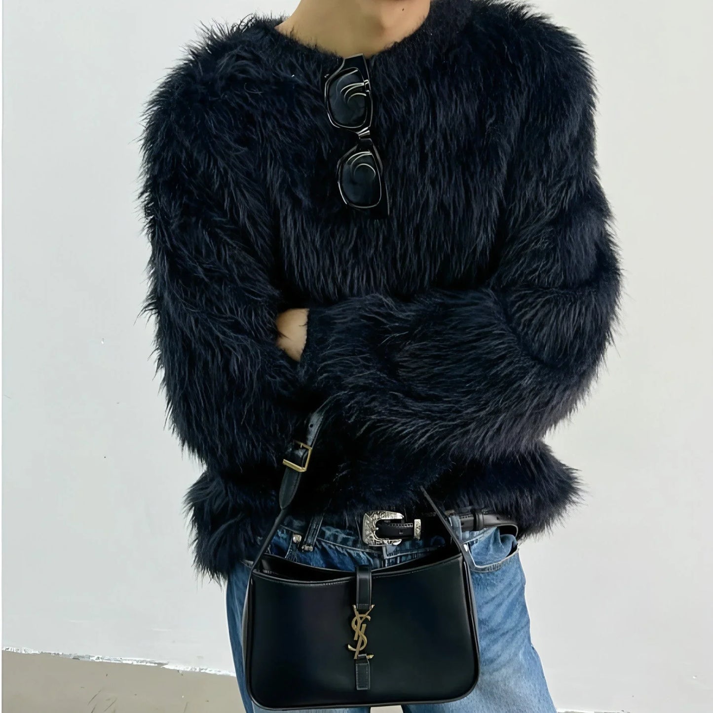 Pure Color All-matching Round Neck Pullover Thickened Mink Sweater Men - Which Mark