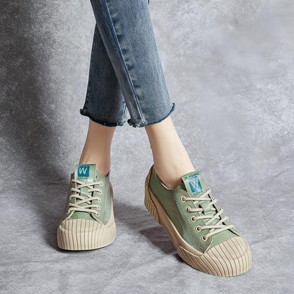 Women's Soft Bottom Skateboard Shoes All-Match Platform Lace-up - Which Mark