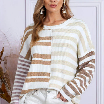 Simple Versatile Striped Printed Sweater For Women - Which Mark