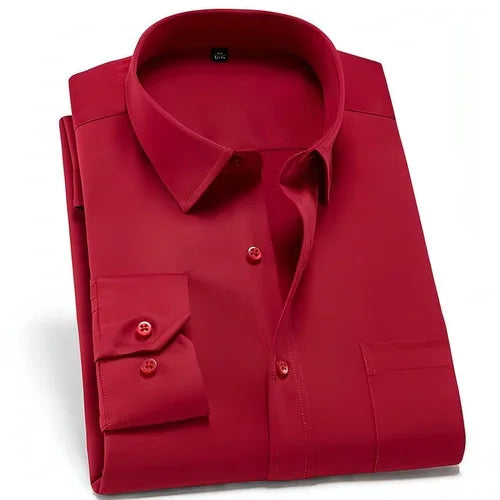 Solid Color DressShirt Men's Non-ironing Stretch Breathable Business - Which Mark