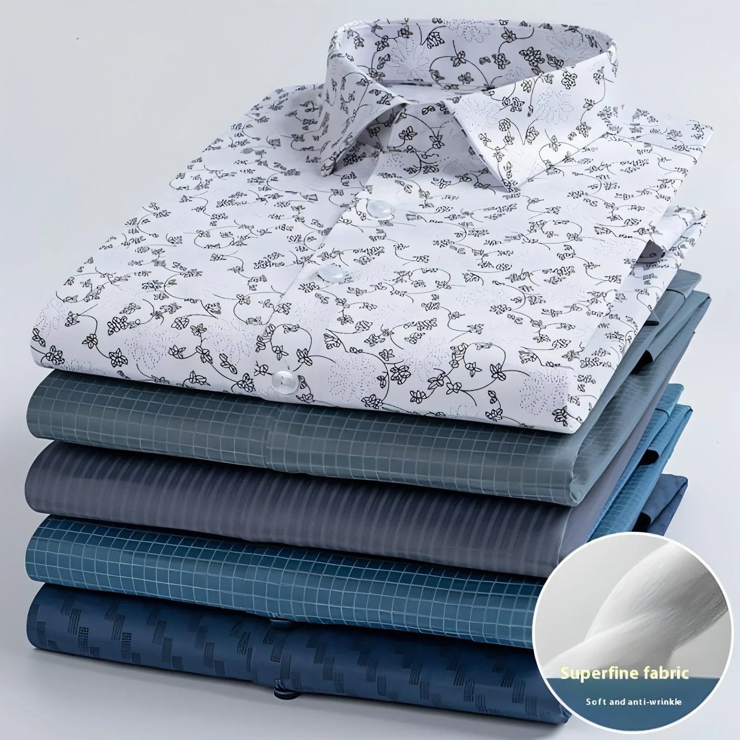 Spring And Autumn Fashion Floral Youth Men's Long-sleeved DressShirt - Which Mark