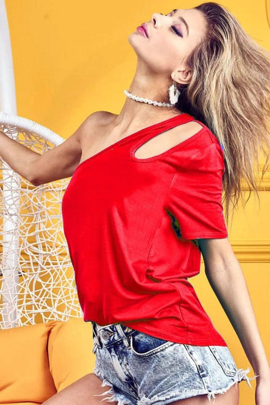 BiBi Cut Out Detailed One Shoulder Top - Which Mark