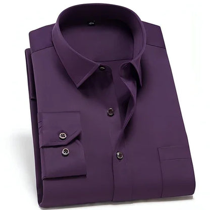 Solid Color DressShirt Men's Non-ironing Stretch Breathable Business - Which Mark
