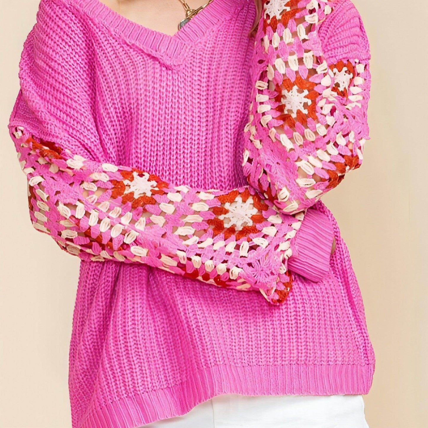 Women's Casual All-match Crocheted Knitted Top - FLORAL SWEATER - Which Mark
