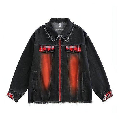 A1. Color Matching Cat Raw-cut Edges Washed And Worn Loose Lapels Coat - Which Mark