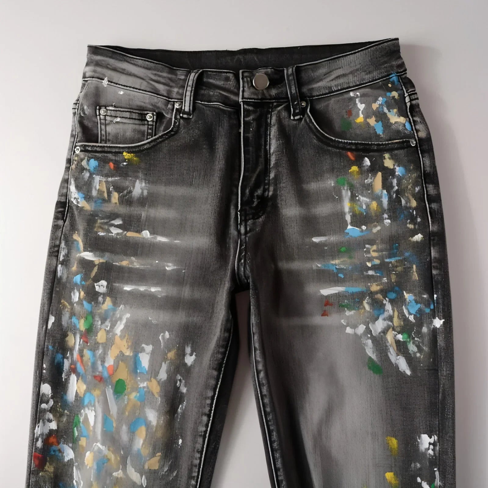 DenimDare™ Washed Elastic Slim Fitting Gray Jeans For Men - Which Mark