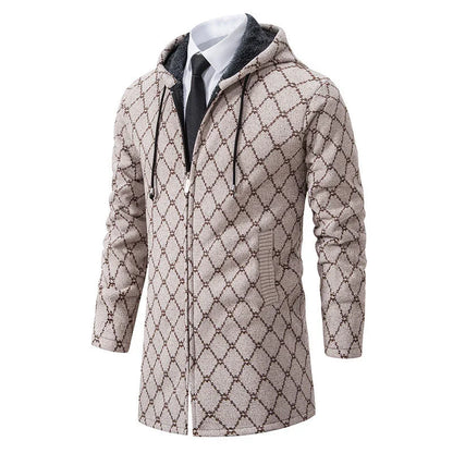 Men's Mid-length Sweater Fashion Casual Hooded Coat - Which Mark
