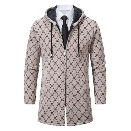 Men's Mid-length Sweater Fashion Casual Hooded Coat - Which Mark