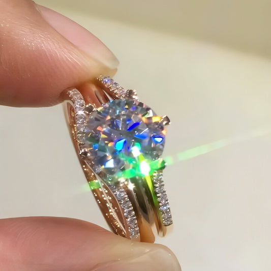 Versatile Elegance: 18K Gold Moissanite Ring Duo - Which Mark