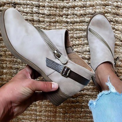 Business Boots With Side Zipper Belt Women's Shoes - Which Mark