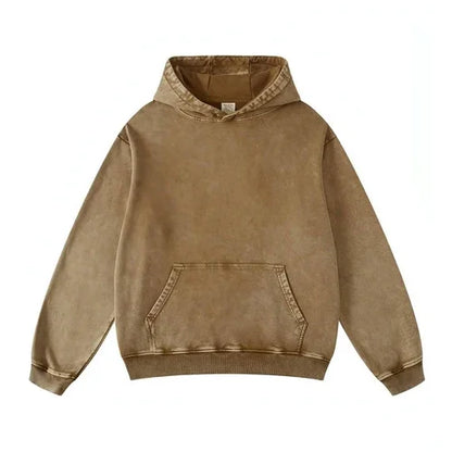 Thickened Washed Old Gradient Solid Color Batik Hooded Sweater For Men - Which Mark