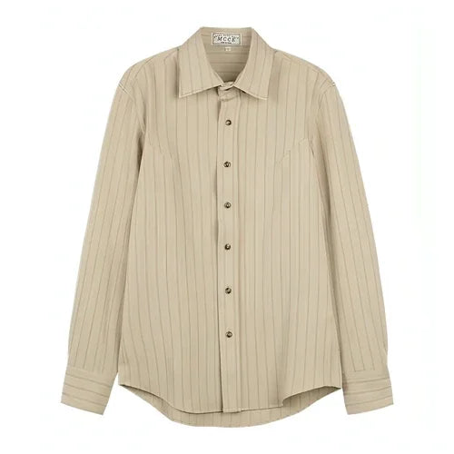 Spring And Autumn Vintage Striped Shirt Men - Which Mark