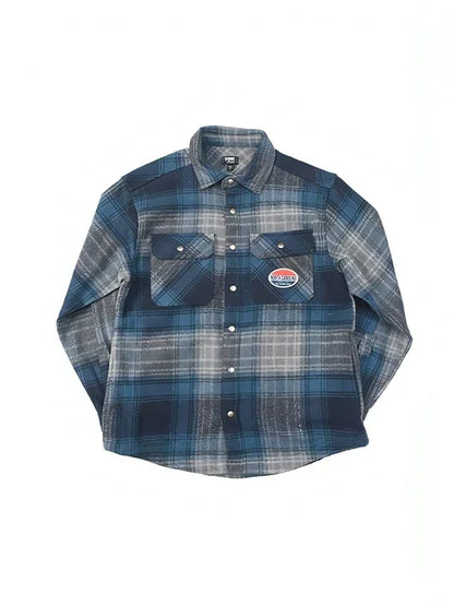 Retro Street Lightning Flame Loose DressShirt Men - Which Mark