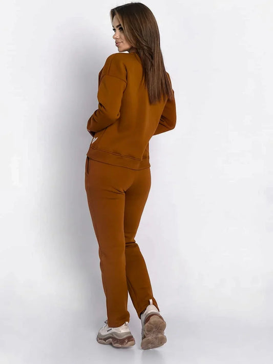 Insulated tracksuit for women sweatshirt and loose pants taba FI762 - Which Mark