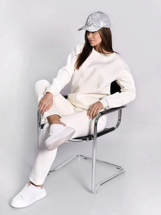Insulated tracksuit for women sweatshirt and loose pants ecru FI762 - Which Mark