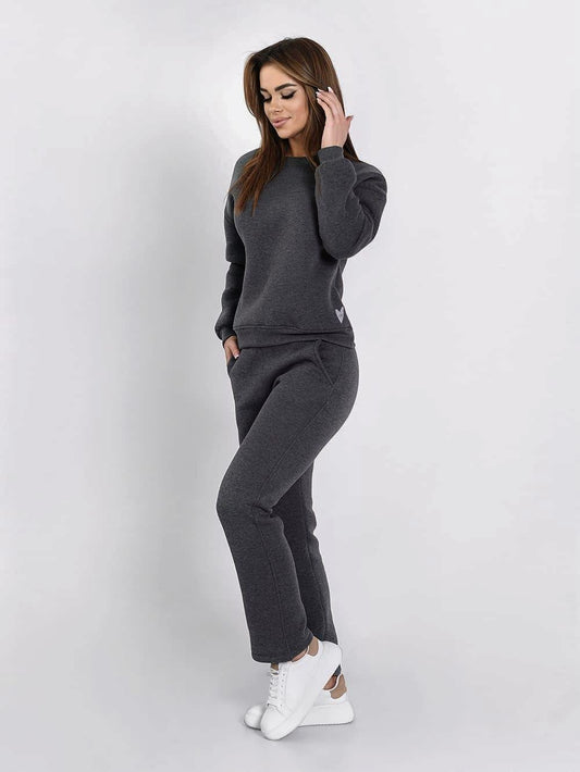 Insulated tracksuit for women sweatshirt and loose pants graphite - Which Mark